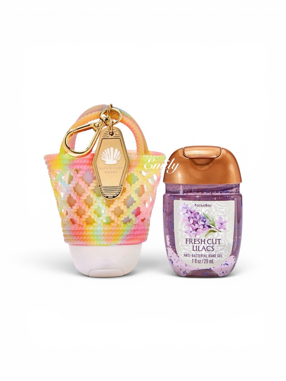 Bath & Body Works rainbow JELLY TOTE PocketBac Holder + Fresh Cut Lilacs Refill